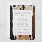 Brown Cream Cowhide Cowgirl Cowboy Birthday Einladung (Vorderseite)
