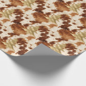 Brown Cream Cowhide Gold Confetti Christmas Tree Geschenkpapier (Ecke)