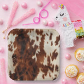 Brown Cream Cowhide Pappteller (Party)