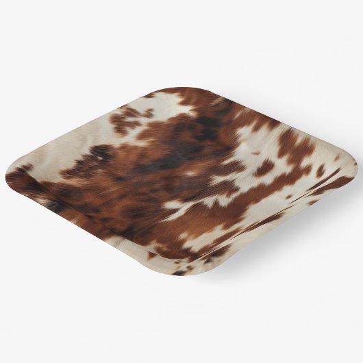 Brown Cream Cowhide Pappteller (Gewinkelt)