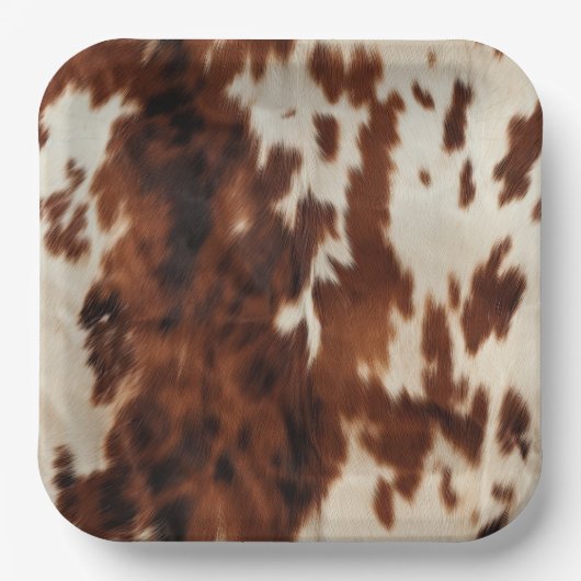 Brown Cream Cowhide Pappteller (Vorderseite)