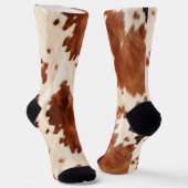 Brown Cream Faux Cow Print Socken (Gewinkelt)