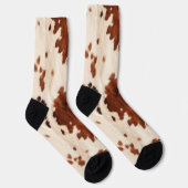 Brown Cream Faux Cow Print Socken (Rechts)