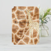 Brown Cream Giraffe Einladung (Stehend Vorderseite)