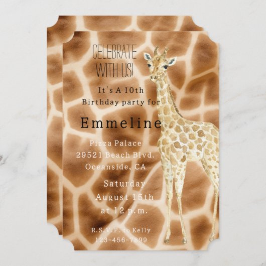 Brown Cream Giraffe Einladung (Vorne/Hinten)
