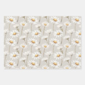 Brown Cream Green Stripes Daisies Birthday Geschenkpapier Set (Vorderseite 2)