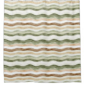 Brown Cream Green Stripes Duschvorhang (Vorderseite)