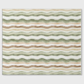 Brown Cream Green Stripes Geschenkpapier (Flach)