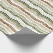Brown Cream Green Stripes Geschenkpapier (Ecke)