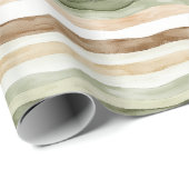 Brown Cream Green Stripes Geschenkpapier (Rolleneckpunkt)
