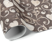 Brown Cream Hearts Bridal Shower Geschenkpapier (Rolleneckpunkt)