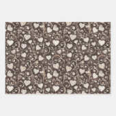 Brown Cream Hearts Red Lips Kisses Bridal Shower Geschenkpapier Set (Vorderseite 3)