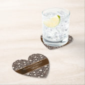 Brown Cream Hearts Ribbon Bridal Shower Untersetzer (Vor Ort)