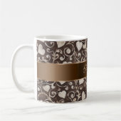 Brown Cream Hearts Ribbon   Kaffeetasse (Links)