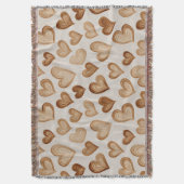 Brown Cream Hearts Stripes Decke (Vorderseite Vertikal)