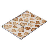 Brown Cream Hearts Stripes Notizblock (Linke Seite)