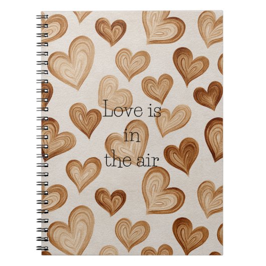 Brown Cream Hearts Stripes Notizblock (Vorderseite)