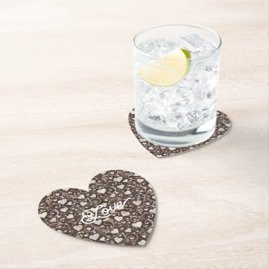 Brown Cream Hearts Untersetzer (Vor Ort)