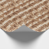 Brown Cream Imitats Woven Stripes Weihnachten Geschenkpapier (Ecke)