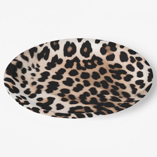 Brown Cream Leopard Pappteller (Schrägansicht)