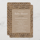 Brown Cream Leopard Print Animal Print Glitzer Einladung (Vorne/Hinten)