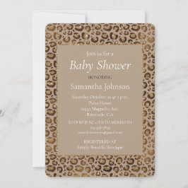 Brown Cream Leopard Print Animal Print Glitzer Einladung