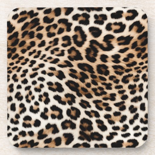 Brown Cream Leopard Print Getränkeuntersetzer (Vorderseite)