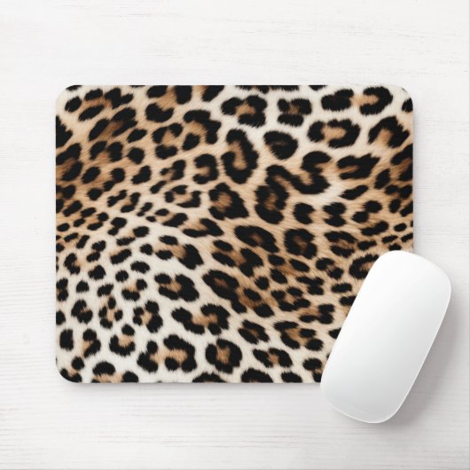 Brown Cream Leopard Print Mousepad (Mit Mouse)