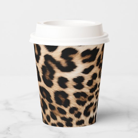 Brown Cream Leopard Print Pappbecher (Rückseite)
