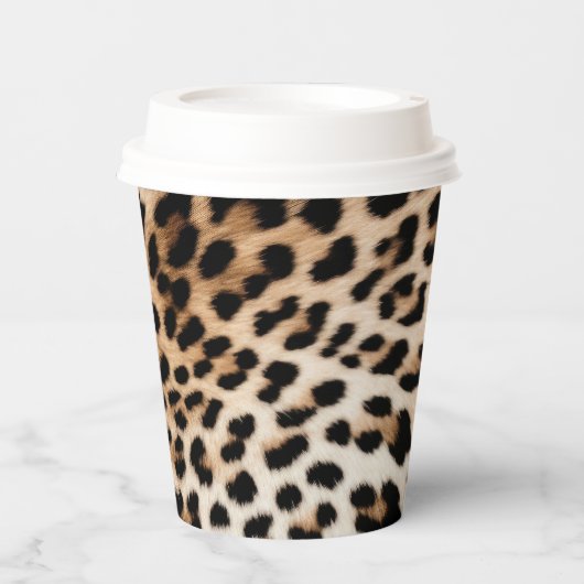 Brown Cream Leopard Print Pappbecher (Vorderseite)