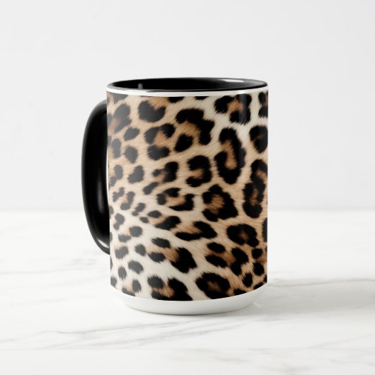 Brown Cream Leopard Print Tasse (Vorderseite Links)