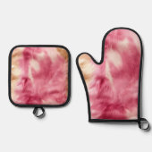 Brown Cream Pink Cowgirl Cowhide Ofenhandschuh & Topflappen-Set (Vorderseite)