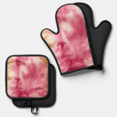 Brown Cream Pink Cowgirl Cowhide Ofenhandschuh & Topflappen-Set (Vorderseite/Rückseite)