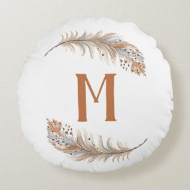 Brown & Cream Rundes Kissen