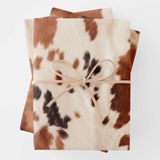 Brown Cream Southwest Cowhide Christmas Geschenkpapier Set (Beispiel)