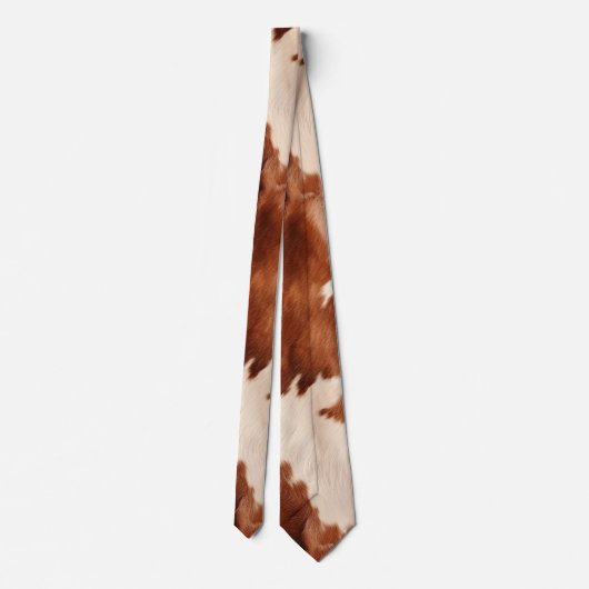Brown Cream Southwest Cowhide Christmas Krawatte (Rückseite)