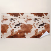 Brown Cream Southwest Cowhide Christmas Strandtuch (Vorderseite)