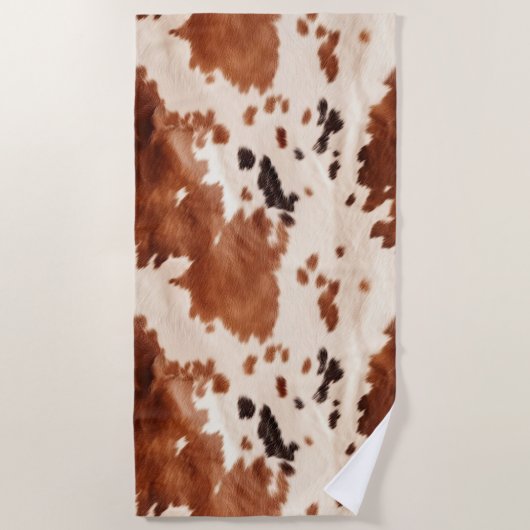 Brown Cream Southwest Cowhide Christmas Strandtuch (Vorderseite)