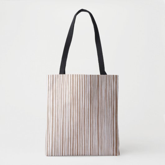 Brown Cream Stripes Christmas Tasche (Vorderseite)
