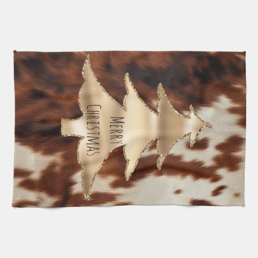 Brown Cream Western Cowhide Geschirrtuch (Horizontal)