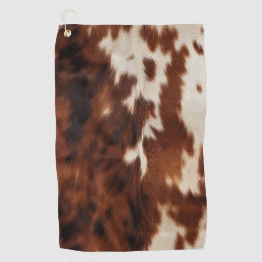Brown Cream Western Cowhide Golfhandtuch (Vorderseite)