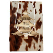 Brown Cream Western Cowhide Mittlere Geschenktüte (Vorderseite)
