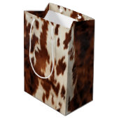 Brown Cream Western Cowhide Mittlere Geschenktüte (Rückseite Schrägansicht)