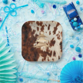 Brown Cream Western Cowhide Pappteller (Party)