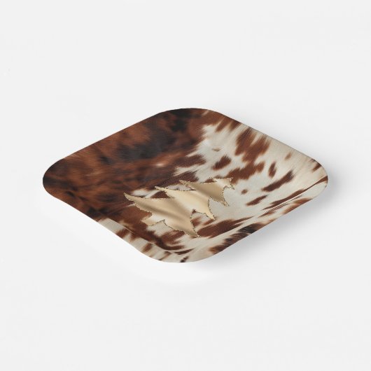 Brown Cream Western Cowhide Pappteller (Gewinkelt)