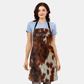 Brown Cream Western Cowhide Schürze (Getragen)
