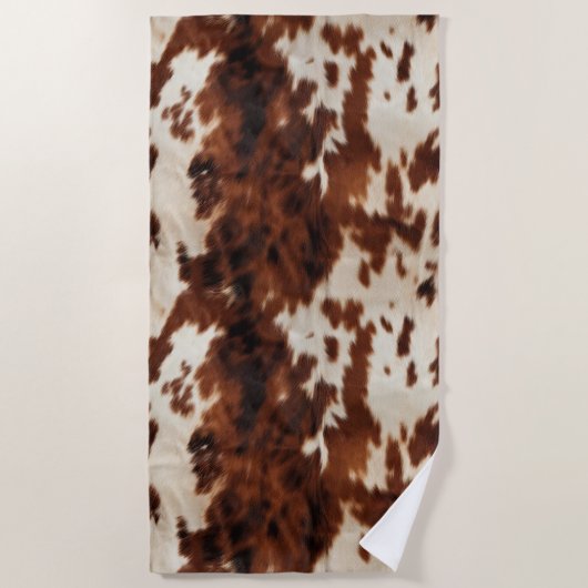Brown Cream Western Cowhide Strandtuch (Vorderseite)