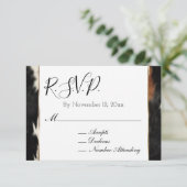 Brown Cream Western Cowhide Wedding RSVP Begleitkarte (Stehend Vorderseite)