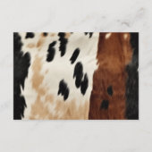 Brown Cream Western Cowhide Wedding RSVP Begleitkarte (Rückseite)