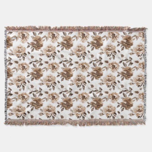 Brown Cream White Blume Weihnachten Decke (Vorderseite)